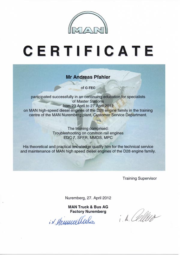 Certificate MAN