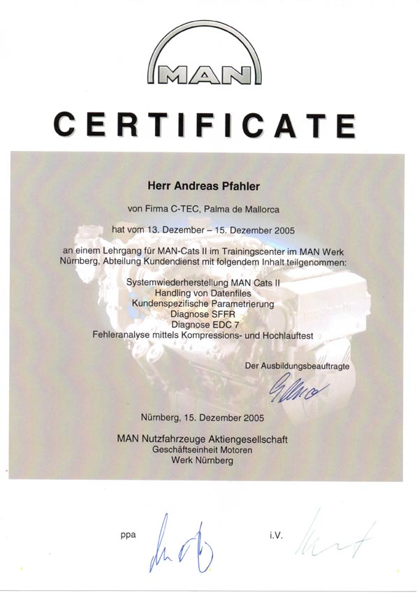 Certificate MAN